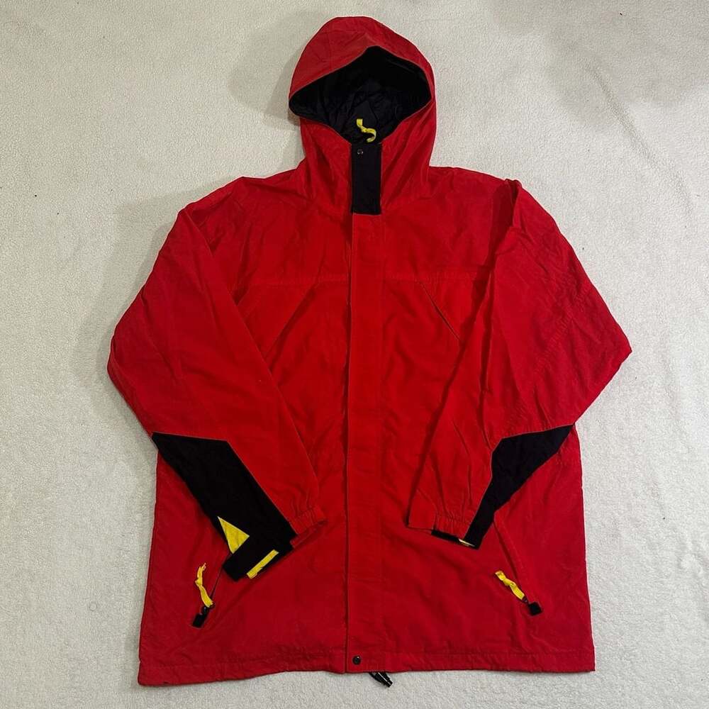 Vintage Marlboro Adventure Team Red Black Hooded Rain Jacket Size L 90s